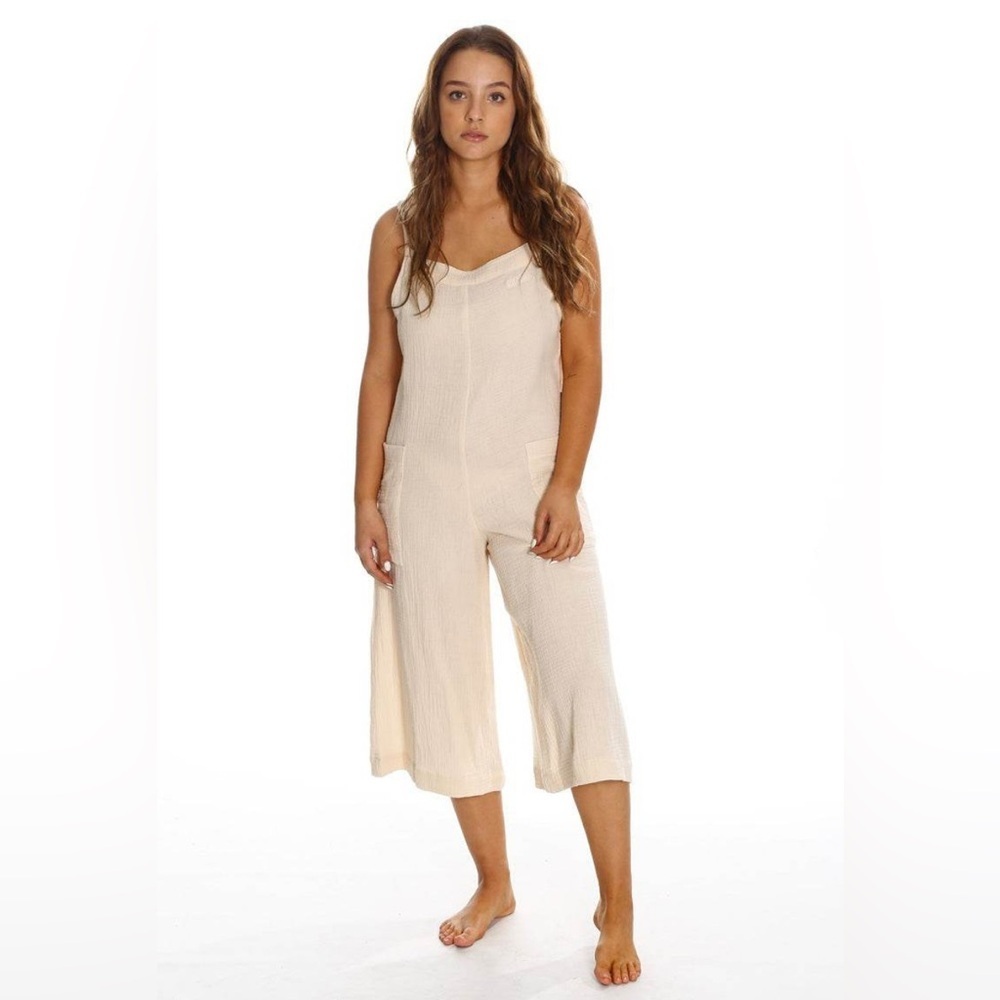 Layne Collective Handmade in Guatemala Linen Blend Cream Jumpsuit Size XS
